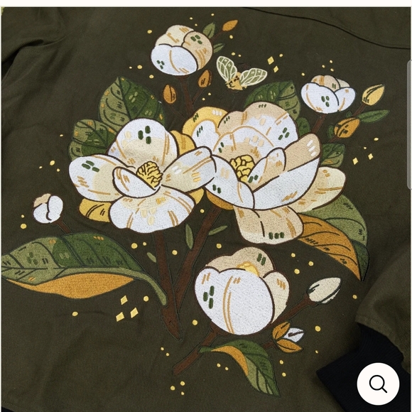 Embroidered Olive Bomber Jacket - Picture 10 of 12